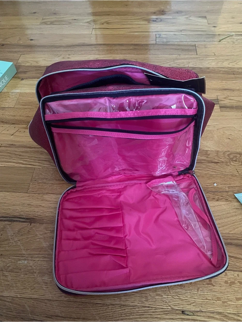 Juicy Couture Hot Pink Glitter Cosmetic Pouch with Logo